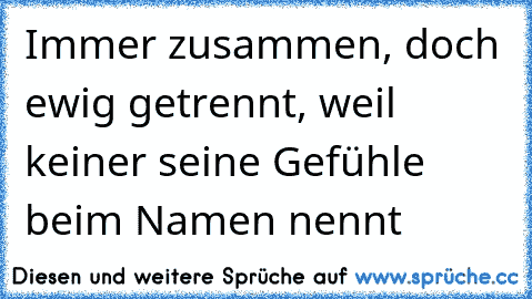 Immer zusammen, doch ewig getrennt, weil keiner seine Gefühle beim Namen nennt