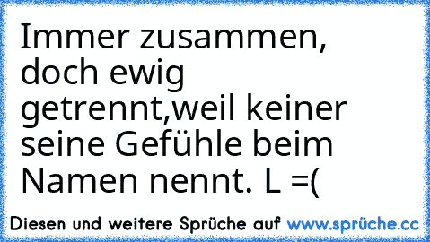 Immer zusammen, doch ewig getrennt,
weil keiner seine Gefühle beim Namen nennt. L =(