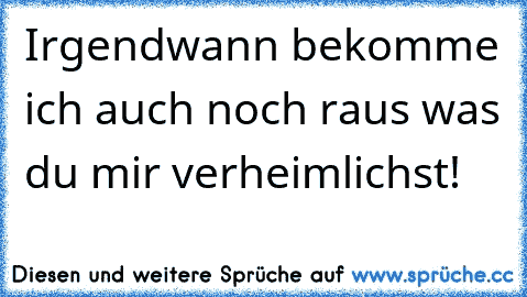 Irgendwann bekomme ich auch noch raus was du mir verheimlichst!