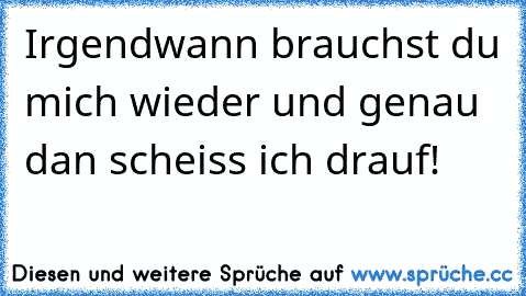 Irgendwann brauchst du mich wieder und genau dan scheiss ich drauf!