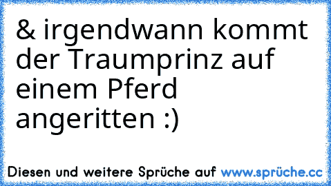 & irgendwann kommt der Traumprinz auf einem Pferd angeritten :)