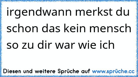 irgendwann merkst du schon das kein mensch so zu dir war wie ich 