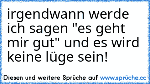 irgendwann werde ich sagen "es geht mir gut" und es wird keine lüge sein!