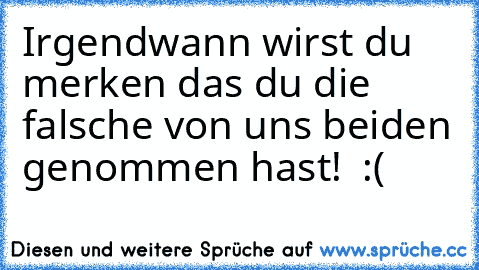 Irgendwann wirst du merken das du die falsche von uns beiden genommen hast! ♥ :(