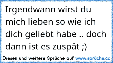 Irgendwann wirst du mich lieben so wie ich dich geliebt habe .. doch dann ist es zuspät ;)