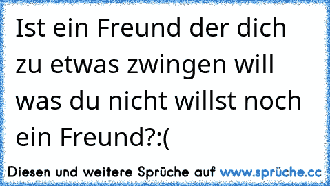 Ist ein Freund der dich zu etwas zwingen will was du nicht willst noch ein Freund?:(