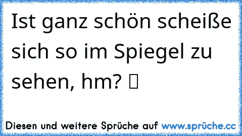 Ist ganz schön scheiße sich so im Spiegel zu sehen, hm? ツ