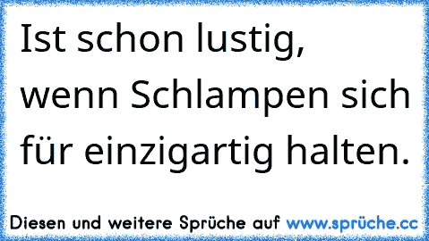 Ist schon lustig, wenn Schlampen sich für einzigartig halten.