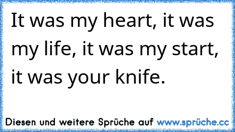 It was my heart, it was my life, it was my start, it was your knife. ♥