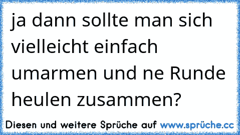 ja dann sollte man sich vielleicht einfach umarmen und ne Runde heulen zusammen?