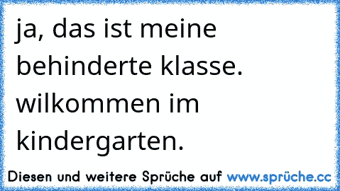 ja, das ist meine behinderte klasse. wilkommen im kindergarten.