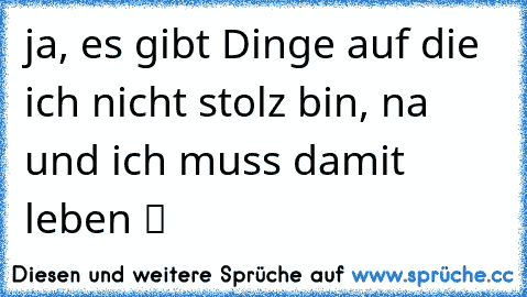 ja, es gibt Dinge auf die ich nicht stolz bin, na und ich muss damit leben ツ