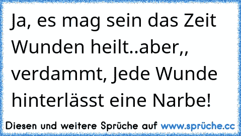 Ja, es mag sein das Zeit Wunden heilt..
aber,, verdammt, Jede Wunde hinterlässt eine Narbe! ♥