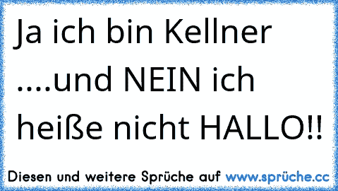 Ja ich bin Kellner ....und NEIN ich heiße nicht HALLO!!