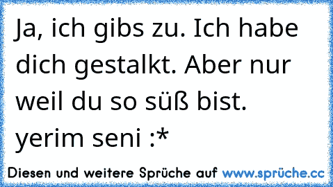 Ja, ich gibs zu. Ich habe dich gestalkt. Aber nur weil du so süß bist. yerim seni :*