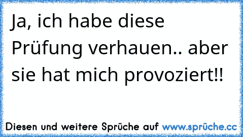 Ja, ich habe diese Prüfung verhauen.. aber sie hat mich provoziert!!