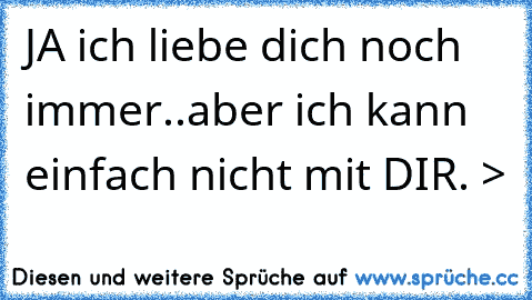 JA ich liebe dich noch immer..aber ich kann einfach nicht mit DIR. >