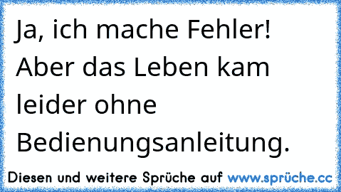 Ja, ich mache Fehler! Aber das Leben kam leider ohne Bedienungsanleitung.