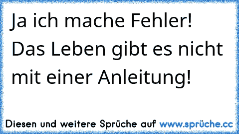 Ja ich mache Fehler! Das Leben gibt es nicht mit einer Anleitung!