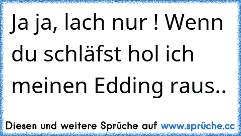 Ja ja, lach nur ! Wenn du schläfst hol ich meinen Edding raus..