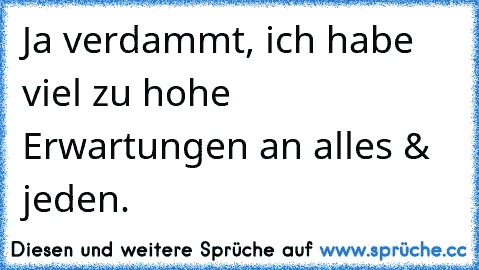 Ja verdammt, ich habe viel zu hohe Erwartungen an alles & jeden.