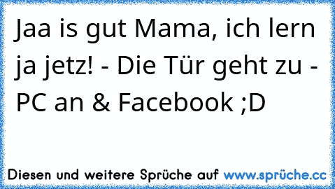 Jaa is gut Mama, ich lern ja jetz! - Die Tür geht zu - PC an & Facebook ;D