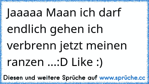 Jaaaaa Maan ich darf endlich gehen ich verbrenn jetzt meinen ranzen ...:D ♥
Like :)