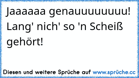 Jaaaaaa genauuuuuuuu! Lang' nich' so 'n Scheiß gehört!