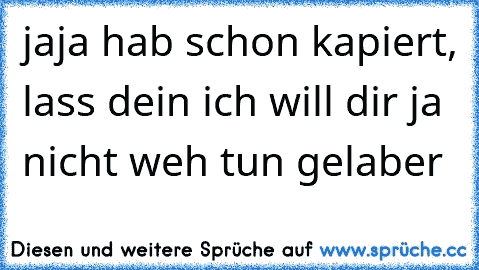 jaja hab schon kapiert, lass dein ich will dir ja nicht weh tun gelaber