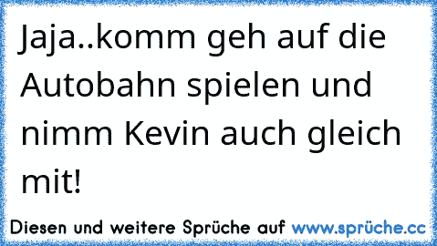 Jaja..komm geh auf die Autobahn spielen und nimm Kevin auch gleich mit!