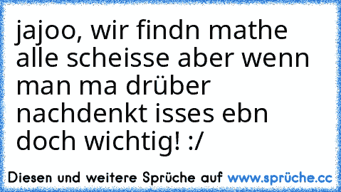 jajoo, wir findn mathe alle scheisse aber wenn man ma drüber nachdenkt isses ebn doch wichtig! :/