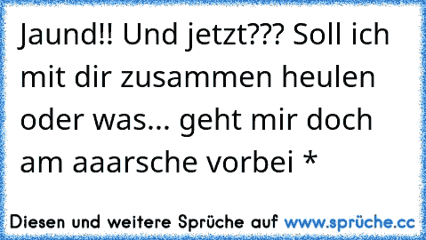 Jaund!! Und jetzt??? Soll ich mit dir zusammen heulen oder was... geht mir doch am aaarsche vorbei *