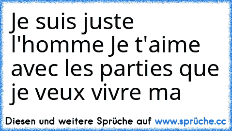 Je suis juste l'homme Je t'aime avec les parties que je veux vivre ma