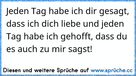 Jeden Tag habe ich dir gesagt, dass ich dich liebe und jeden Tag habe ich gehofft, dass du es auch zu mir sagst!