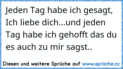 Jeden Tag habe ich gesagt, Ich liebe dich...und jeden Tag habe ich gehofft das du es auch zu mir sagst.. ♥