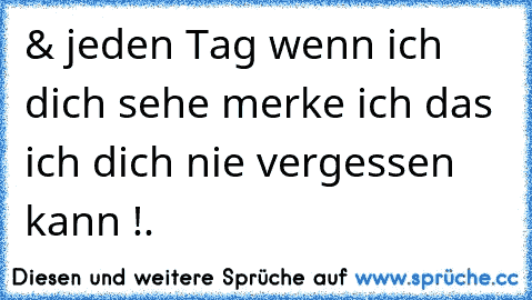 & jeden Tag wenn ich dich sehe merke ich das ich dich nie vergessen kann !.