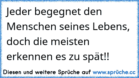 Jeder begegnet den Menschen seines Lebens, doch die meisten erkennen es zu spät!!