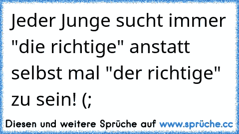 Jeder Junge sucht immer "die richtige" anstatt selbst mal "der richtige" zu sein! (;