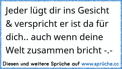 Jeder lügt dir ins Gesicht & verspricht er ist da für dich.. auch wenn deine Welt zusammen bricht -.-