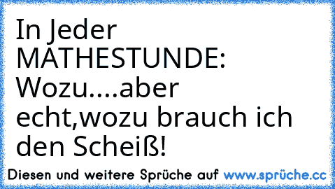 In Jeder MATHESTUNDE: Wozu....aber echt,wozu brauch ich den Scheiß!