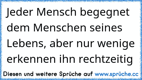 Jeder Mensch begegnet dem Menschen seines Lebens, aber nur wenige erkennen ihn rechtzeitig