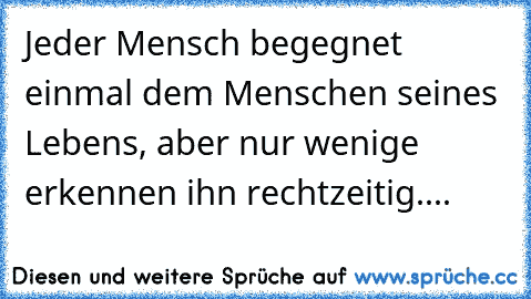 Jeder Mensch begegnet einmal dem Menschen seines Lebens, aber nur wenige erkennen ihn rechtzeitig.... ♥