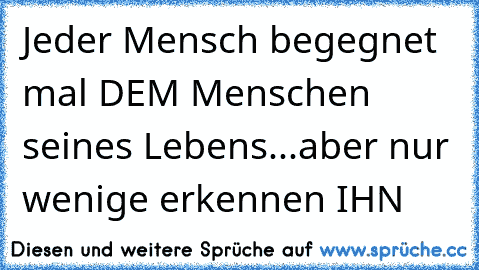 Jeder Mensch begegnet mal DEM Menschen seines Lebens...aber nur wenige erkennen IHN  ♥