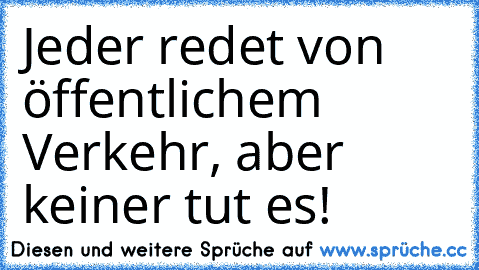 Jeder redet von öffentlichem Verkehr, aber keiner tut es!