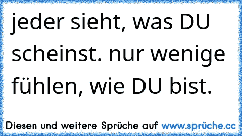 jeder sieht, was DU scheinst. nur wenige fühlen, wie DU bist. ♥