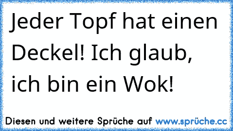 Jeder Topf hat einen Deckel! Ich glaub, ich bin ein Wok!