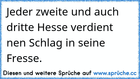 Jeder zweite und auch dritte Hesse verdient nen Schlag in seine Fresse.