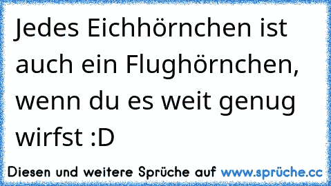 Jedes Eichhörnchen ist auch ein Flughörnchen, wenn du es weit genug wirfst :D