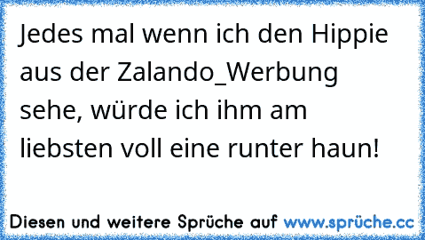 Jedes mal wenn ich den Hippie aus der Zalando_Werbung sehe, würde ich ihm am liebsten voll eine runter haun!