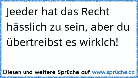 Jeeder hat das Recht hässlich zu sein, aber du übertreibst es wirklch!